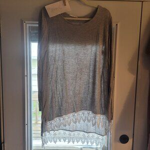 Women's Long Sleeve Shirt with Lace on the Trim